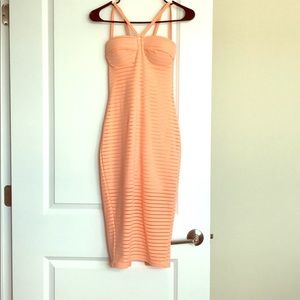 Peach bodycon midi dress